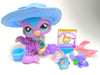 Littlest Pet Shop Rare Glitter Purple Blue Walking Cat #2386 & cute accessories