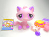 Littlest Pet Shop Pink BonBon Sitting Cat #576 & cute accessories authentic
