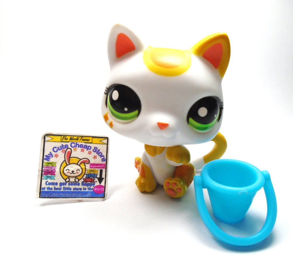 Littlest Pet Shop Gen 7 Calico cat #39 with a bucket My Cute Cheap Store