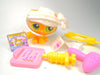 Littlest Pet Shop Yellow BonBon Sitting Cat #94 & cute accessories authentic
