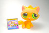 Littlest Pet Shop Yellow BonBon Sitting Cat #94 & cute accessories authentic