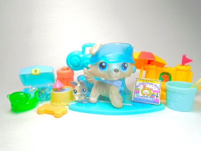 Littlest Pet Shop Rare Grey White Collie Dog #363 & cute accessories Authentic