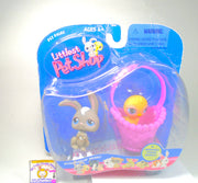 Littlest Pet Shop Grey White Bunny Rabbit #14 Yellow Chick #13 NIB
