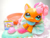 Littlest Pet Shop Brown Walking Destiny Cat #1100 & cute accessories authentic