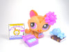 Littlest Pet Shop Brown Crouching Cat #1584 with accessories