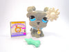 Littlest Pet Shop Fuzzy Flocked Grey Schnauzer Dog #1006 & accessories authentic