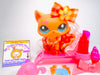 Littlest Pet Shop Rare Orange Walking Destiny Cat #2258 with cute accessories