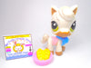 Littlest Pet Shop White Green Eyes Horse #338 with cute accessories authentic