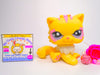Littlest Pet Shop Yellow Pink Persian Cat #878 with cute accessories authentic