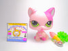 Littlest Pet Shop Pink Blythe Licking Paw Cat #1856 & cute accessories authentic