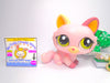 Littlest Pet Shop Pink Mauve Green Eyes Crouching Cat #1489 with accessories
