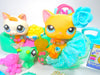 Littlest Pet Shop Short Hair Cat Brooke #339 Kitten #134 with cute accessories