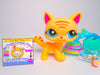 Littlest Pet Shop Striped Walking Destiny Cat #1572 & cute accessories authentic