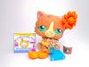 Littlest Pet Shop Rare Brown Persian Cat #371 with accessories authentic