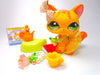 Littlest Pet Shop Yellow Orange Walking Destiny Cat #1137 with cute accessories