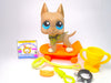 Littlest Pet Shop Grey Great Dane #184 with accessories Authentic