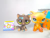 Littlest Pet Shop Messy Short Hair Cat #815 Tabby #816 & accessories authentic