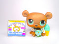 Littlest Pet Shop Brown Teal Eyes Bear #1001 with cute accessories authentic