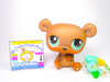 Littlest Pet Shop Brown Teal Eyes Bear #1001 with cute accessories authentic