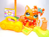 Littlest Pet Shop Brown Walking Destiny Cat #1100 & cute accessories authentic