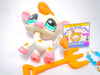 Littlest Pet Shop White Orange Cow #877 with cute accessories authentic