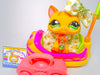 Littlest Pet Shop Yellow Orange Walking Destiny Cat #1137 with cute accessories