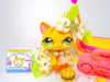 Littlest Pet Shop Yellow Orange Walking Destiny Cat #1137 with cute accessories