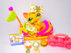 Littlest Pet Shop Yellow Orange Walking Destiny Cat #1137 with cute accessories