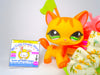 Littlest Pet Shop Yellow Orange Walking Destiny Cat #1137 with cute accessories