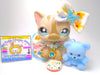Littlest Pet Shop Grey Short Hair Cat #468 & cute accessories Authentic Blemish