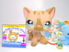 Littlest Pet Shop Grey Short Hair Cat #468 & cute accessories Authentic Blemish