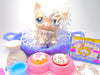 Littlest Pet Shop Rare Cream White Angora Cat #1047 & cute accessories Authentic