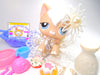 Littlest Pet Shop Rare Cream White Angora Cat #1047 & cute accessories Authentic