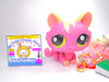Littlest Pet Shop Rare Pink Crouching Cat #1900 & accessories Authentic Blemish