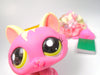 Littlest Pet Shop Rare Pink Crouching Cat #1900 & accessories Authentic Blemish