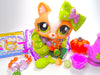 Littlest Pet Shop Rare Orange White Crouching Cat #1868 & accessories Authentic