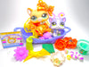Littlest Pet Shop Meow Manor Yellow Walking Cat #2034 Kitten #2033 Authentic