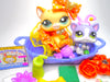 Littlest Pet Shop Meow Manor Yellow Walking Cat #2034 Kitten #2033 Authentic