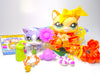 Littlest Pet Shop Meow Manor Yellow Walking Cat #2034 Kitten #2033 Authentic