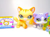 Littlest Pet Shop Meow Manor Yellow Walking Cat #2034 Kitten #2033 Authentic