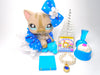 Littlest Pet Shop Grey Blue Eye Short Hair Cat #468 & accessories Authentic