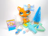 Littlest Pet Shop Rare Tan Walking Cat #1100 with cute accessories Authentic