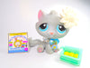 Littlest Pet Shop Grey BonBon Sitting Cat #177 & cute accessories authentic