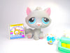 Littlest Pet Shop Grey BonBon Sitting Cat #177 & cute accessories authentic