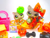 Littlest Pet Shop Rare Walking Cat #1059 Kitten #1035 & accessories Authentic