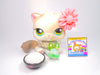 Littlest Pet Shop Grey White Persian Cat #328 & cute accessories Authentic