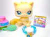 Littlest Pet Shop Cream White Persian Cat #428 & cute accessories Authentic