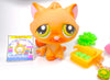 Littlest Pet Shop Brown BonBon Sitting Cat #194 & cute accessories Authentic