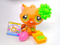 Littlest Pet Shop Brown BonBon Sitting Cat #194 & cute accessories Authentic