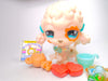Littlest Pet Shop Rare White Brown Poodle Dog #730 & cute accessories Authentic